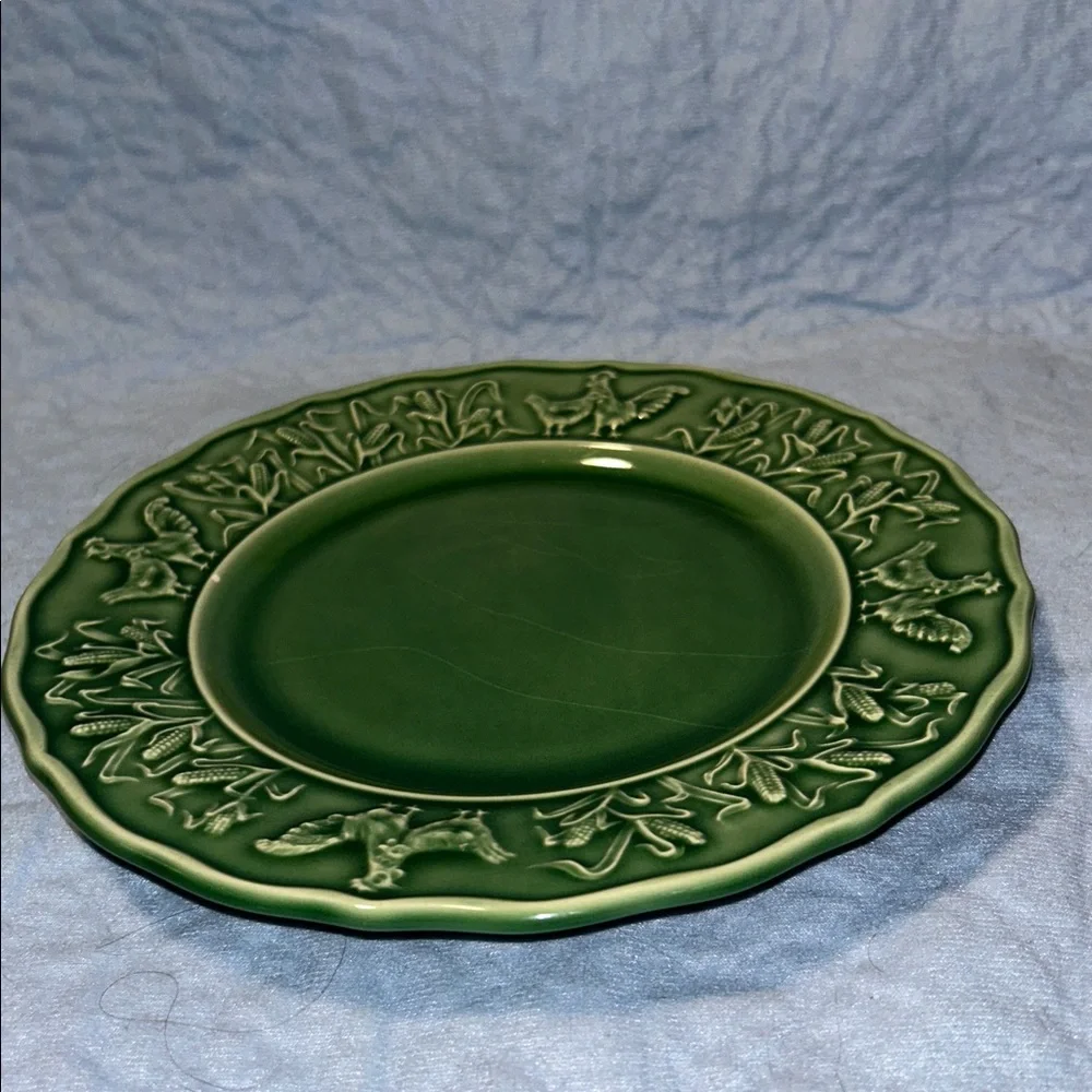 Bordallo Pinherio Portugal Rooster and Corn Embossed Plate 8 1/4’ Ceramic Plate